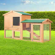 i.Pet Chicken Coop Rabbit Hutch 138cm x 44cm x 85cm Large Chicken Coop House Run Cage Wooden Outdoor-0