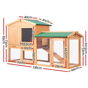 i.Pet Chicken Coop Rabbit Hutch 138cm x 44cm x 85cm Large Chicken Coop House Run Cage Wooden Outdoor-1