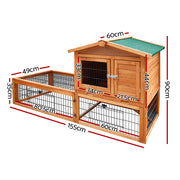 i.Pet Chicken Coop Rabbit Hutch 155cm x 49cm x 90cm Large Chicken Coop Wooden Run Cage House Outdoor-1