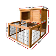 i.Pet Chicken Coop Rabbit Hutch 96cm x 96cm x 100cm Large Chicken Coop Run Wooden Cage Outdoor House-1