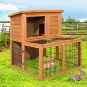 i.Pet Chicken Coop Rabbit Hutch 96cm x 96cm x 100cm Large Chicken Coop Run Wooden Cage Outdoor House-0