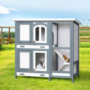 i.Pet Rabbit Hutch Chicken Coop 98cm x 45cm x 92cm Chicken Coop Large Wooden House Run Cage Outdoor-0