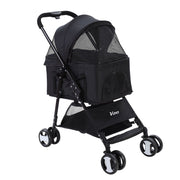 i.Pet Pet Stroller Dog Pram Cat Carrier Travel Large Pushchair Foldable 4 Wheels Black-0