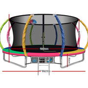 14ft Trampoline Everfit Kids Trampoline Rebounder w/ Ladder Basketball Hoop-1