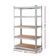 Giantz 1.8M Warehouse Racking Rack Shelving Garage Steel Metal Storage Shelves Silver-1