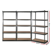 3x1.8M 5-Shelves Steel Warehouse Shelving Racking Garage Storage Rack Grey-1