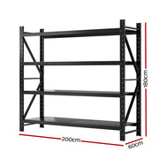 Giantz 2Mx1.8M Garage Shelving Warehouse Rack Pallet Racking Storage Shelf Black-1