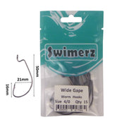 Swimerz 4/0 Wide Gape Worm Hook 15 Pack-2