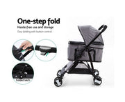 Pet Stroller & Carrier Foldable Pram 3 in 1 - Black-3