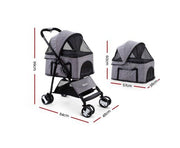 Pet Stroller & Carrier Foldable Pram 3 in 1 - Black-2