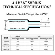 4:1 Marine Heat Shrink Tubing Glued Dual Wall Moisture Sealing Insulation Sleeve